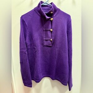 Chaps Deep Purple Knit Sweater with Gold Accents